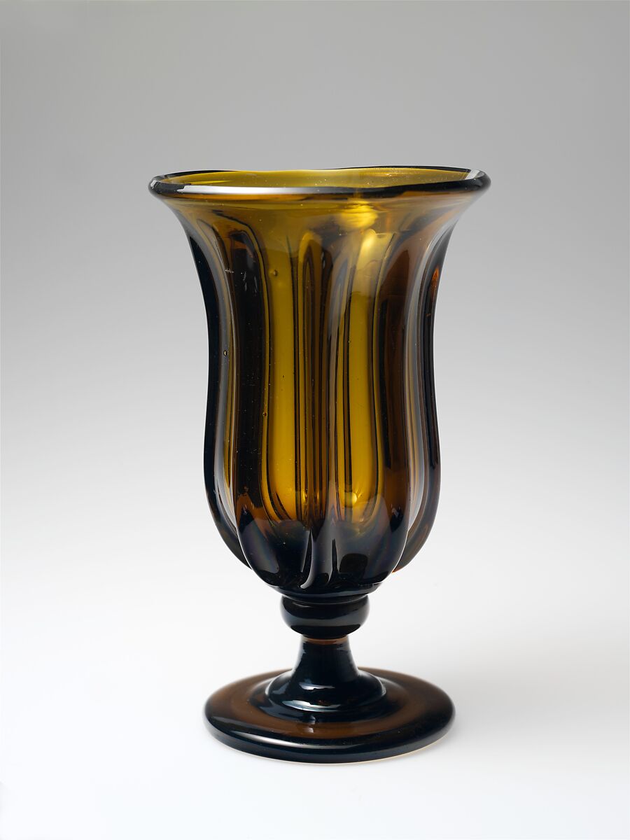 Celery vase, Blown, pattern-molded glass, American 