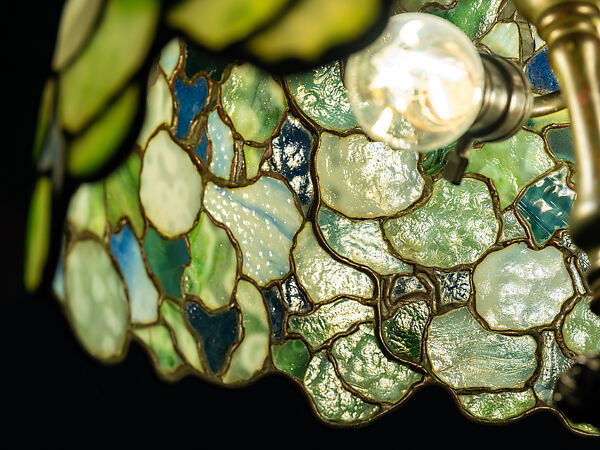 "Snowball" Table Lamp, Louis C. Tiffany (American, New York 1848–1933 New York), Leaded Favrile glass, patinated bronze, American