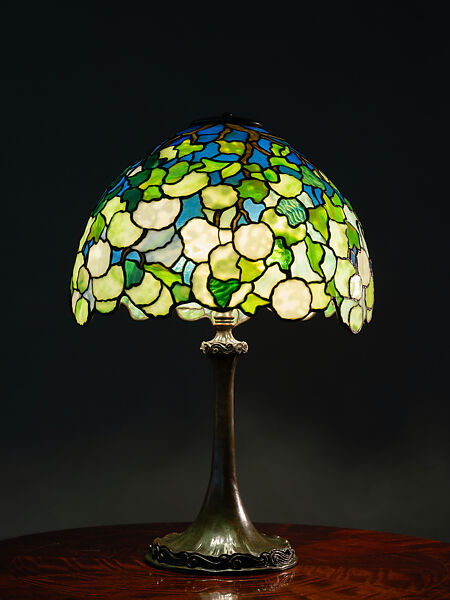 "Snowball" Table Lamp, Louis C. Tiffany (American, New York 1848–1933 New York), Leaded Favrile glass, patinated bronze, American