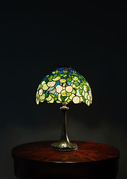 "Snowball" Table Lamp, Louis C. Tiffany (American, New York 1848–1933 New York), Leaded Favrile glass, patinated bronze, American