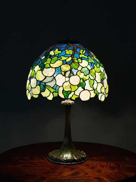 "Snowball" Table Lamp, Louis C. Tiffany (American, New York 1848–1933 New York), Leaded Favrile glass, patinated bronze, American