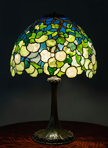 "Snowball" Table Lamp, Louis C. Tiffany (American, New York 1848–1933 New York), Leaded Favrile glass, patinated bronze, American