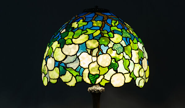"Snowball" Table Lamp, Louis C. Tiffany (American, New York 1848–1933 New York), Leaded Favrile glass, patinated bronze, American
