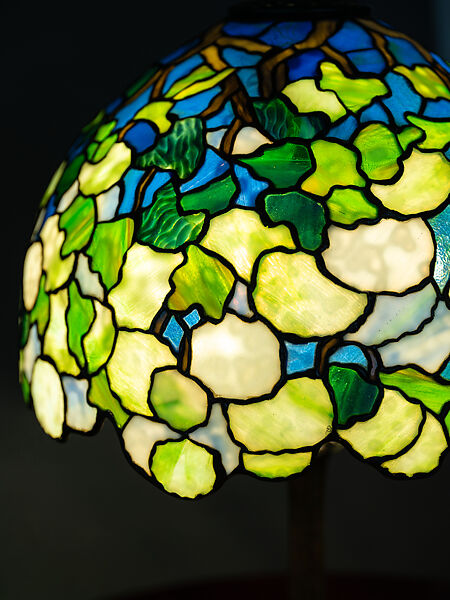 "Snowball" Table Lamp, Louis C. Tiffany (American, New York 1848–1933 New York), Leaded Favrile glass, patinated bronze, American