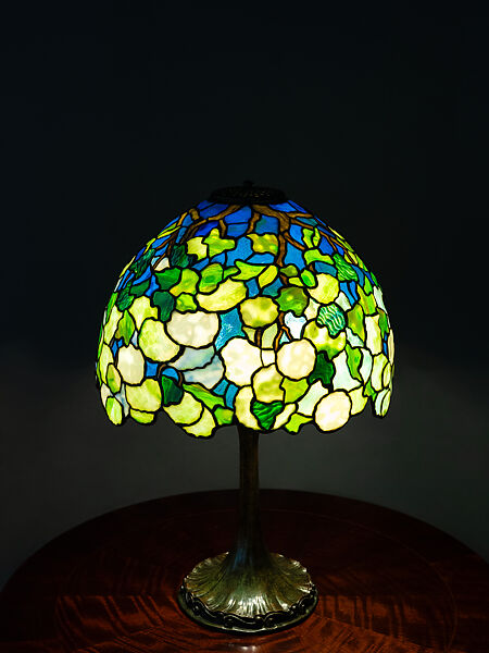 "Snowball" Table Lamp, Louis C. Tiffany (American, New York 1848–1933 New York), Leaded Favrile glass, patinated bronze, American