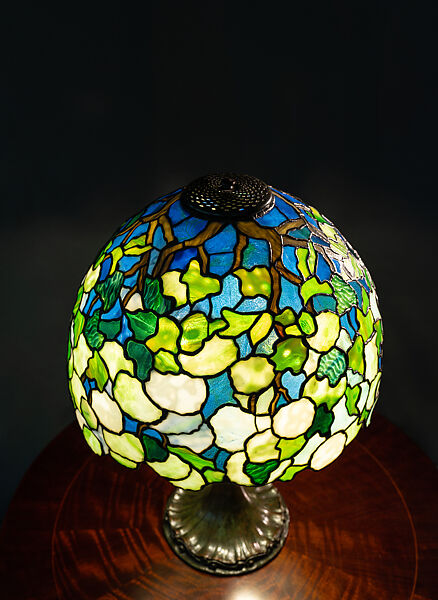 "Snowball" Table Lamp, Louis C. Tiffany (American, New York 1848–1933 New York), Leaded Favrile glass, patinated bronze, American