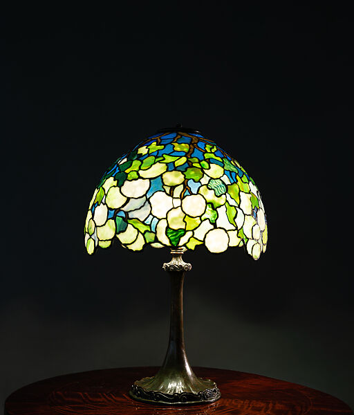 "Snowball" Table Lamp, Louis C. Tiffany (American, New York 1848–1933 New York), Leaded Favrile glass, patinated bronze, American