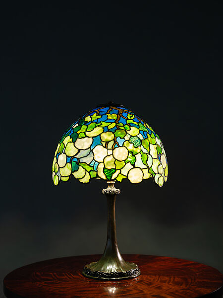 "Snowball" Table Lamp, Louis C. Tiffany (American, New York 1848–1933 New York), Leaded Favrile glass, patinated bronze, American