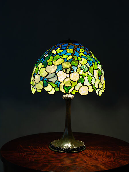 "Snowball" Table Lamp, Louis C. Tiffany (American, New York 1848–1933 New York), Leaded Favrile glass, patinated bronze, American