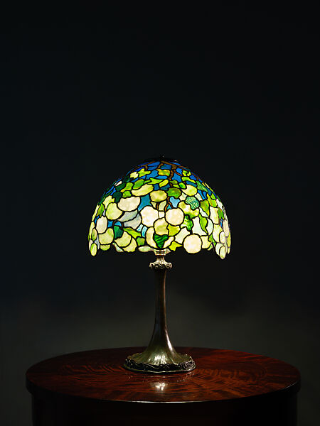 "Snowball" Table Lamp, Louis C. Tiffany (American, New York 1848–1933 New York), Leaded Favrile glass, patinated bronze, American