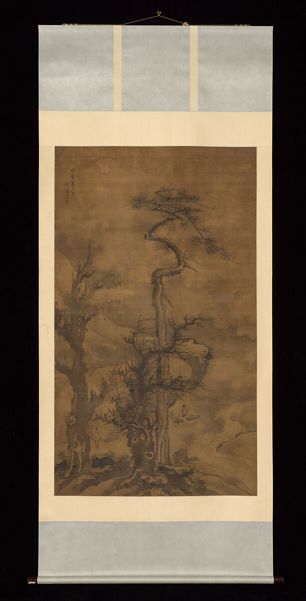Scholar beneath an old tree, Li Shan (Chinese, 17th–18th century), Hanging scroll; ink and color on silk, China