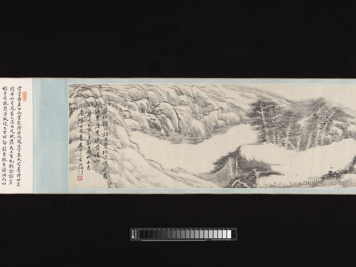 River and landscape, Huang Yue (Chinese, 1751–1841), Handscroll; ink on paper, China