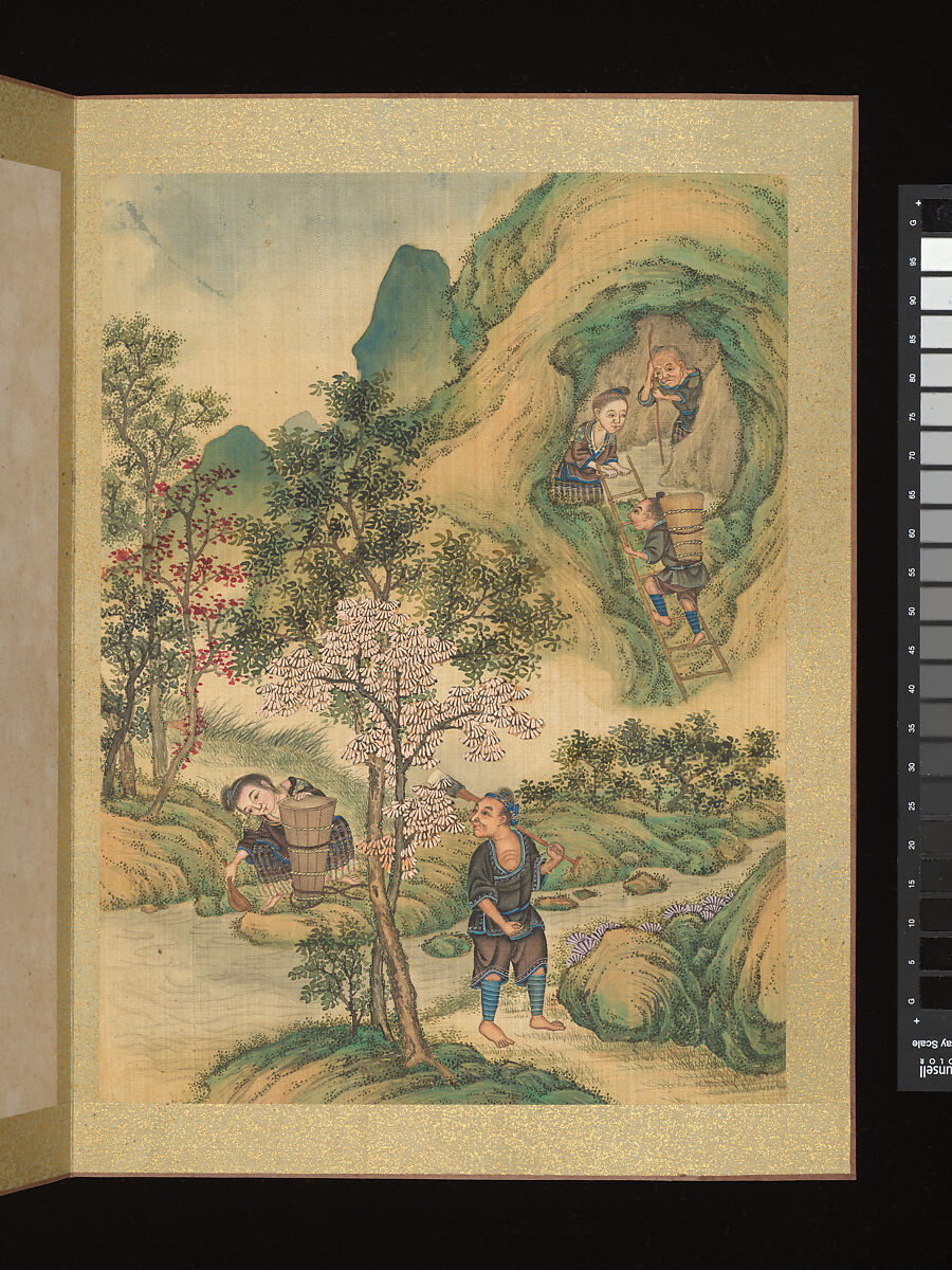 Ethnographic album depicting peoples of the southwestern border regions, Unidentified artist, Album of twelve leaves; ink and color on silk, China