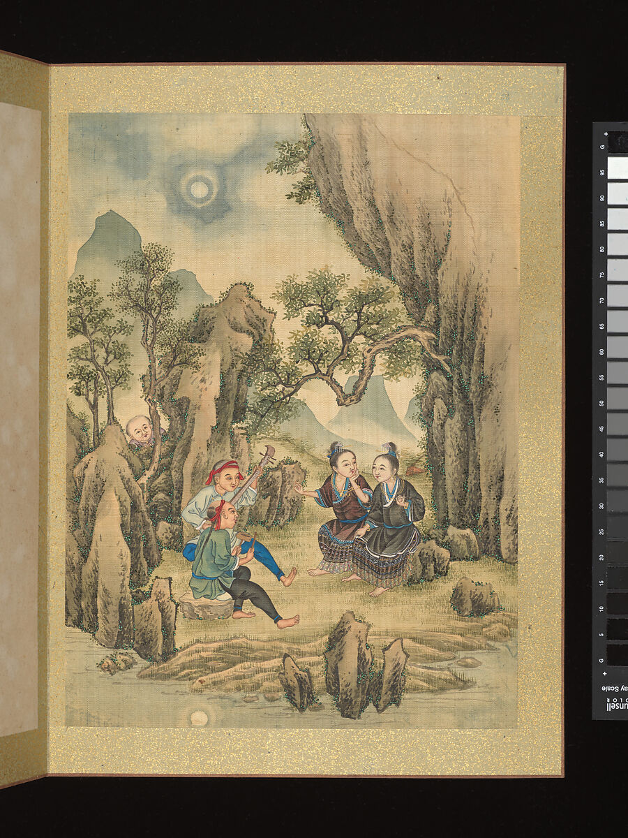 Ethnographic album depicting peoples of the southwestern border regions, Unidentified artist, Album of twelve leaves; ink and color on silk, China