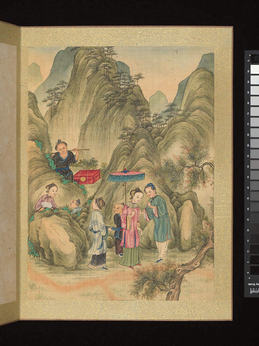 Ethnographic album depicting peoples of the southwestern border regions, Unidentified artist, Album of twelve leaves; ink and color on silk, China
