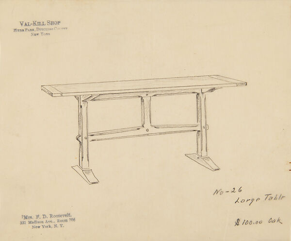 “No. 26 Large Table", Val-Kill Furniture Shop, Paper
