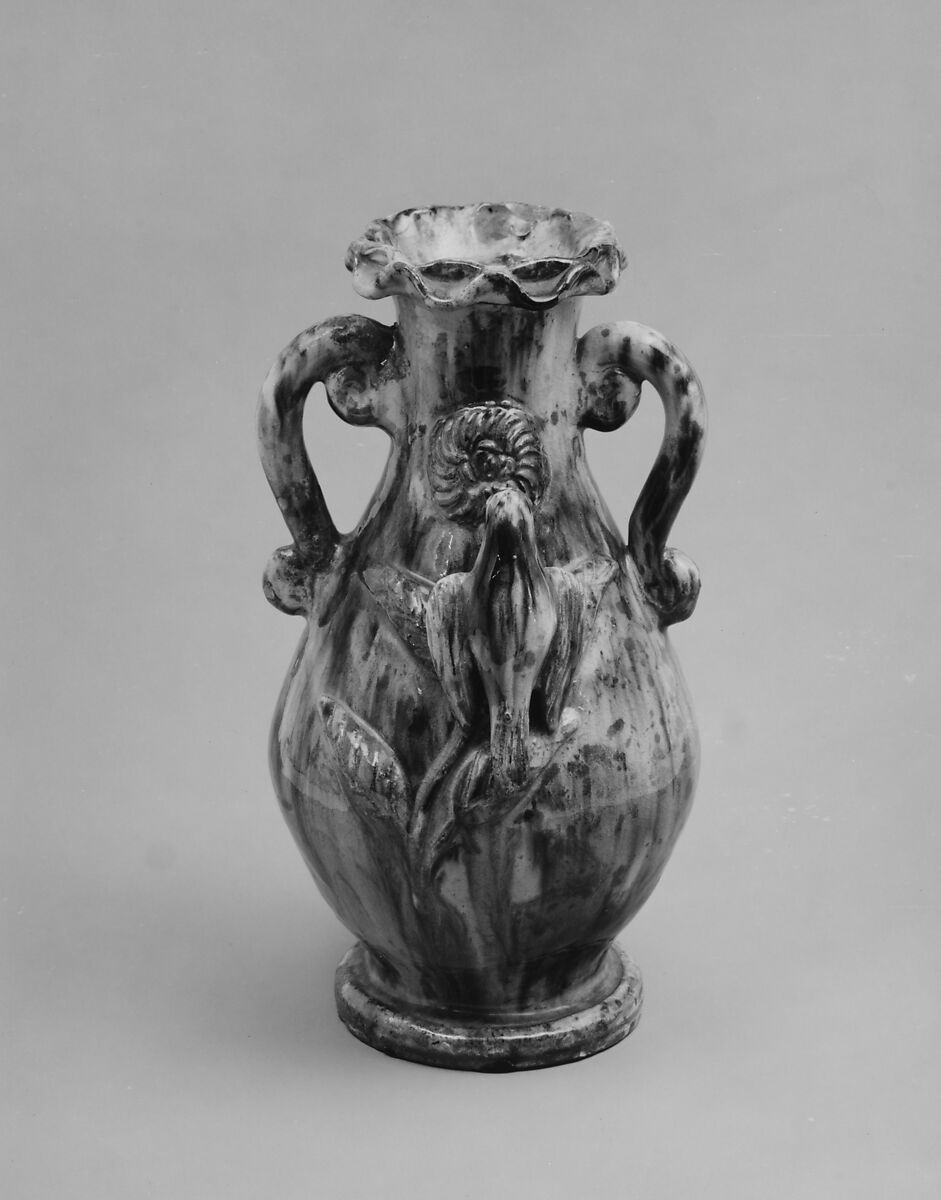 Vase, Anthony W. Baecher (1824–1889), Earthenware, American