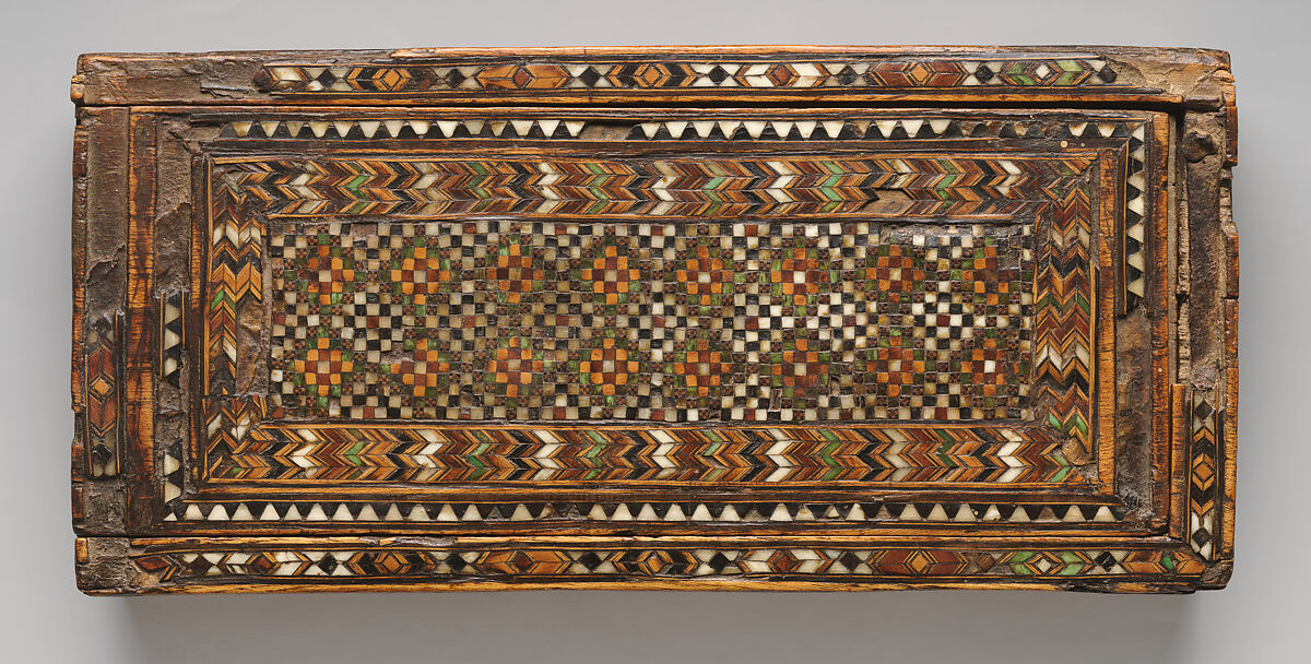 Marquetry Box for Weighing Scales, Wood; inlaid with bone, metal, and pigment
