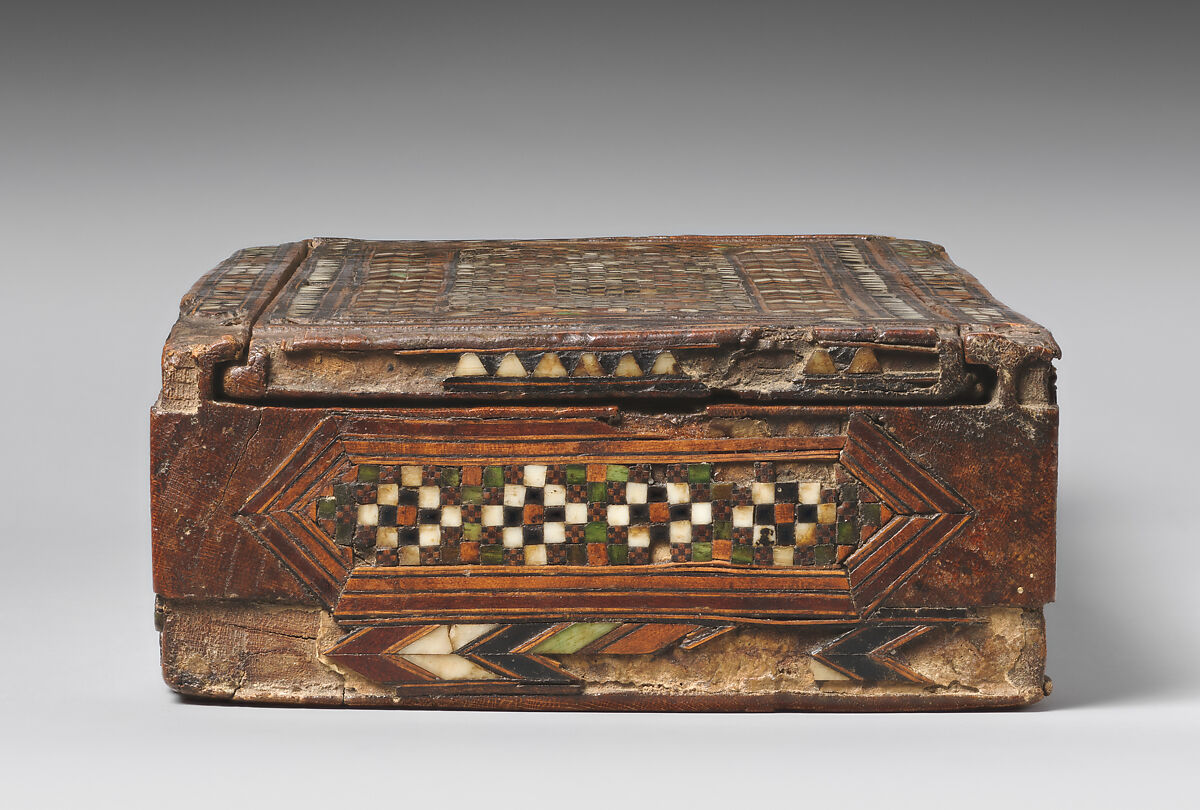 Marquetry Box for Weighing Scales, Wood; inlaid with bone, metal, and pigment