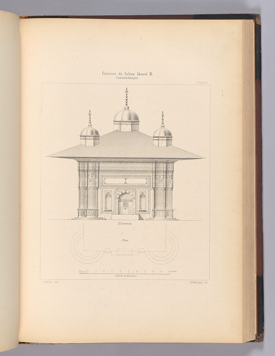 L'architecture ottomane : ouvrage autorisé par iradé impérial et publié sous le patronage de Son Excellence Edhem Pacha, ministère des travaux publics, président de la Commission Impérial Ottomane pour l'Exposition Universelle de 1873 à Vienne, Victor Marie de Launay (French), Chromolithography, lithography
