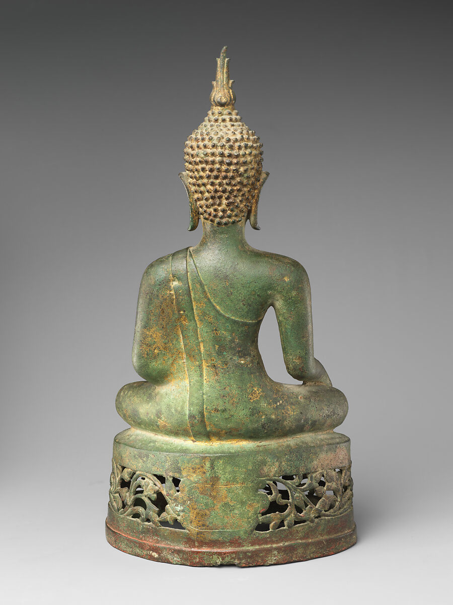 Enthroned Buddha, Bronze alloy with traces of gilding, Thailand