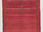 Pak Yok, ceremonial waist cloth with trellis pattern, Silk brocade and silk-and-silver-metal thread border, Thailand