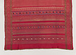Pak Yok, ceremonial waist cloth with trellis pattern, Silk brocade and silk-and-silver-metal thread border, Thailand
