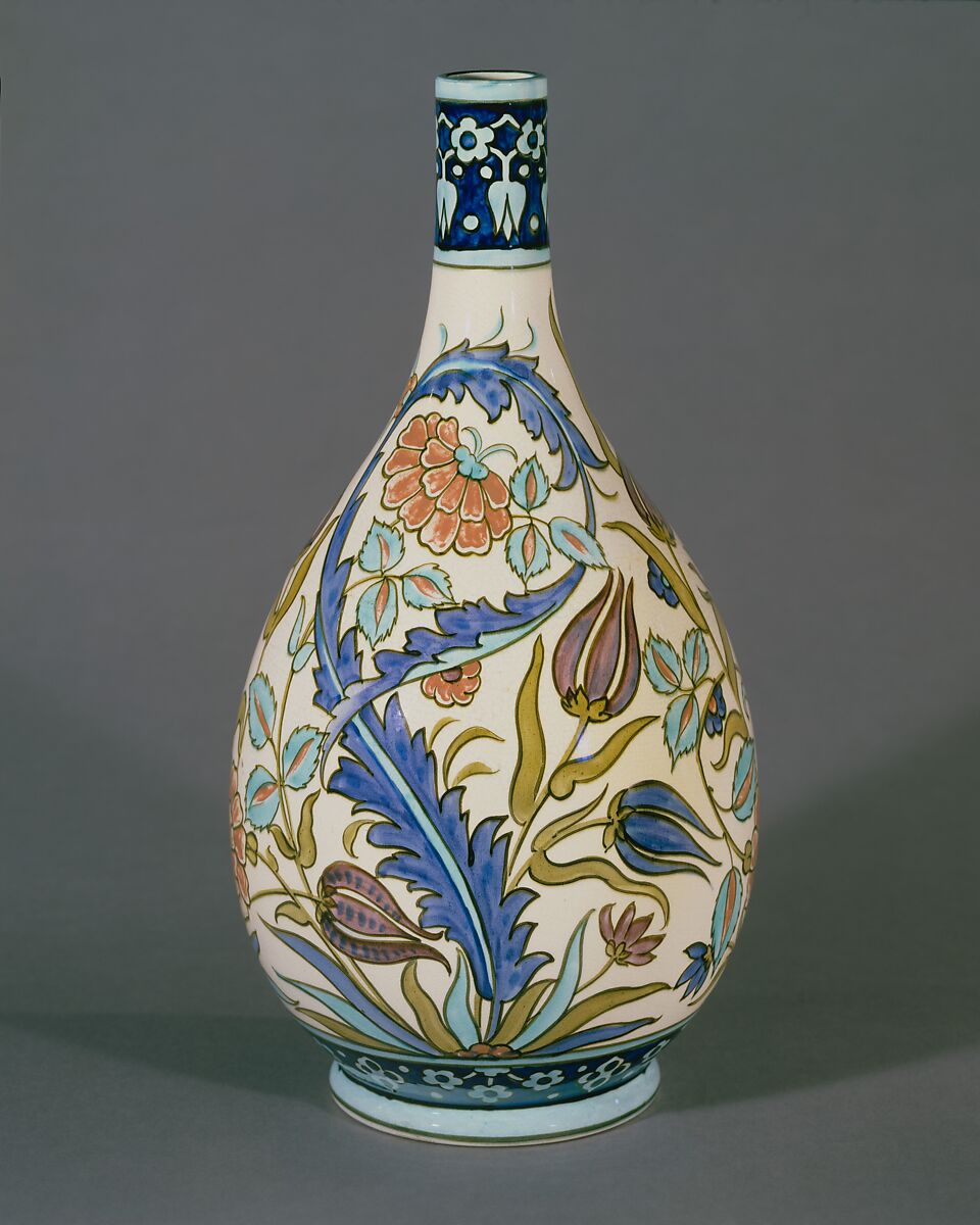 Vase, John Bennett (1840–1907), Earthenware, American 