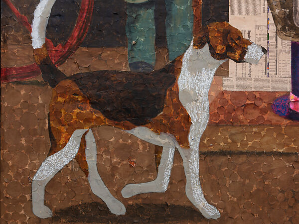 Cargo, Derek Fordjour (American, born Memphis, Tennessee, 1974), Acrylic, charcoal, cardboard, oil pastel, and foil on newspaper mounted on canvas