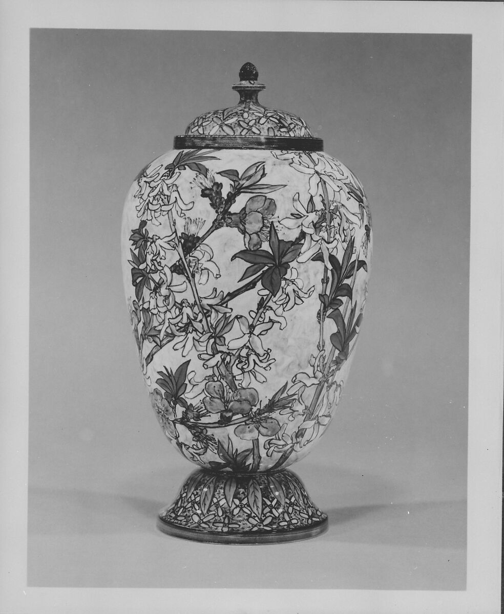 Vase, John Bennett (1840–1907), Painted and glazed earthenware, American