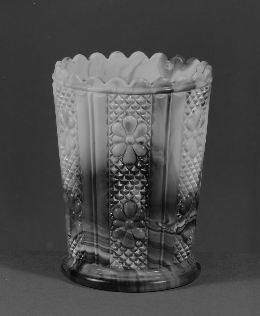 Vase, Challinor, Taylor and Company (1866–1891), Pressed purple marble glass, American 