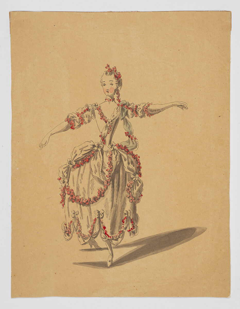 Two Costume Designs for the Ballet or Opera, Workshop of Louis René Boquet (French, 1717–1814), Pen and ink with watercolor on paper