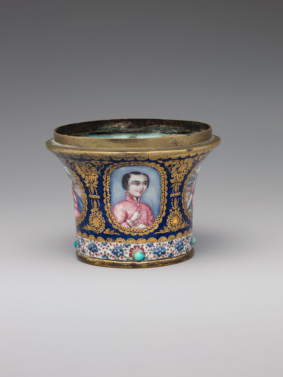 Enameled Element of a Huqqa, Gold; enamel-painted and turquoise