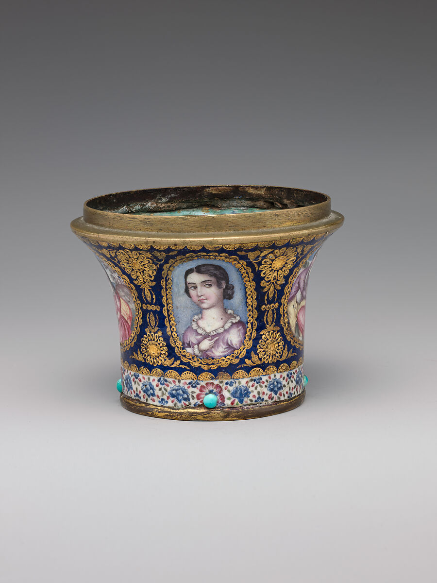 Enameled Element of a Huqqa, Gold; enamel-painted and turquoise