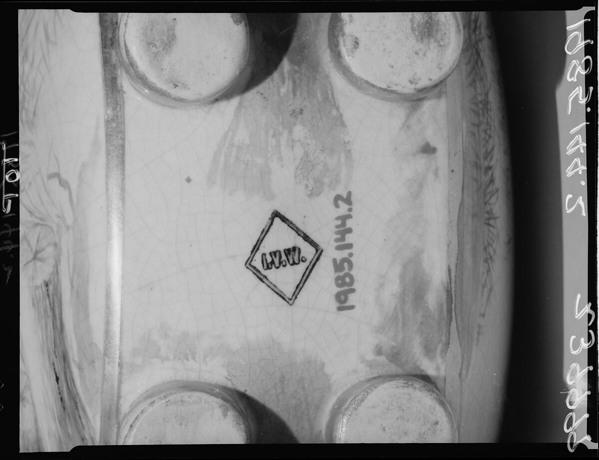 Pilgrim Vase, Jersey City Pottery (1855–92), Painted and glazed earthenware, American