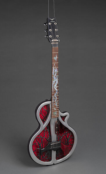 Ridgewing Guitar, Serial No. 4, Ridgewing Inc. (American, born 2012), Investment-cast aluminum body frames; carbon-fiber grilles; rosewood fingerboard; composite neck; self-tuning headstock; under-saddle piezo pickup; integrated preamp; LED light-show system