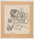 Horse with Trappings and an Image of the Lion and Sun, Sadegh Tabrizi (Iranian, Tehran 1939–2017 London, United Kingdom), Ink on paper