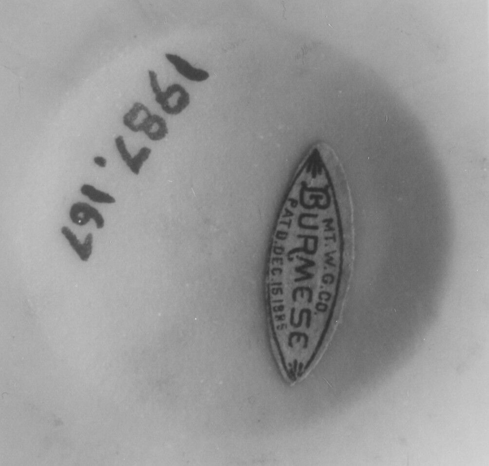 Vase, Mount Washington Glass Company (American, New Bedford, Massachusetts, 1837–1958), Free-blown, enameled, and gilded “Burmese” glass, American