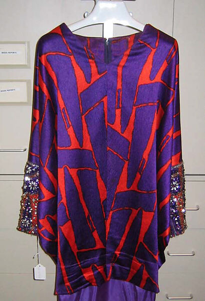 Ensemble, James Galanos (American, Philadelphia, Pennsylvania, 1924–2016 West Hollywood, California), a) silk, plastic, rhinestone; b) silk, American