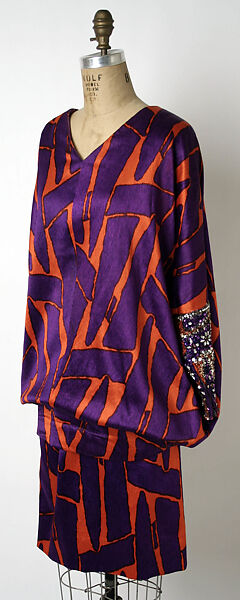 Ensemble, James Galanos (American, Philadelphia, Pennsylvania, 1924–2016 West Hollywood, California), a) silk, plastic, rhinestone; b) silk, American