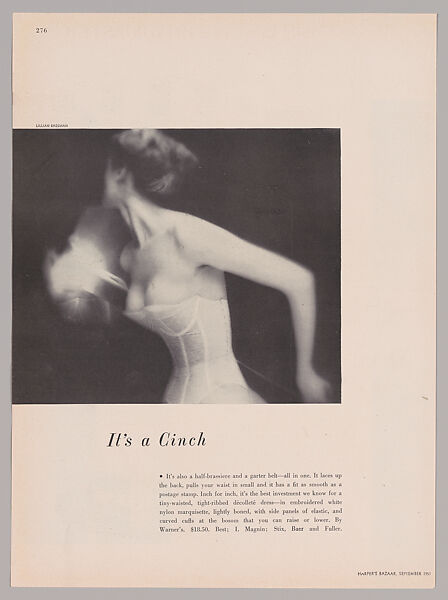 Tear Sheet of "It's a Cinch," in Harper's Bazaar, Lillian Bassman, Photomechanical reproduction