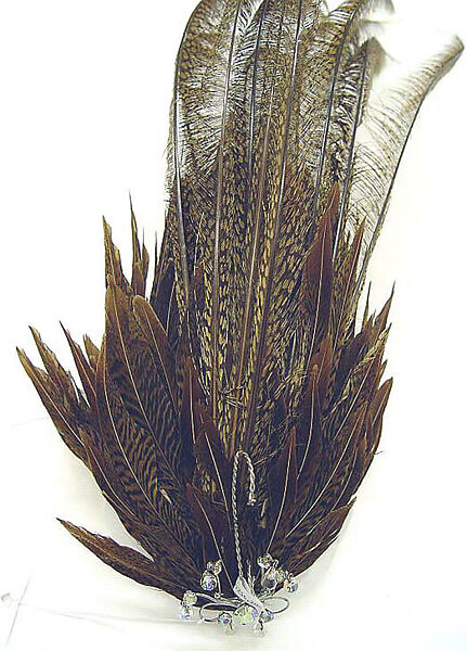 Hat, William J. (American, 1948–1962), a) feather, wool, silk, plastic; b) crystal, metal; c) feather, metal, plastic, American