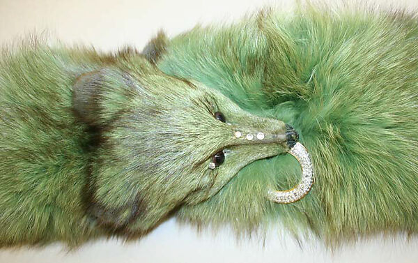 Accessory set, Revillon Frères (French, founded 1723), a) fur, rhinestone, metal, plastic; b) fur, silk, French 