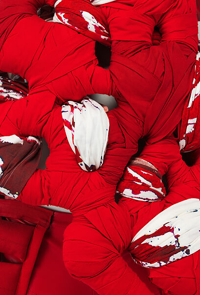 Ensemble, Comme des Garçons (Japanese, founded 1969), (a) cotton; (b) polyester; (c) polyurethane and polyester; (d,e) cowhide leather, Japanese
