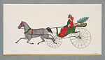 Christmas Card with Horse-Drawn Carriage, Anonymous, American, 20th century  American, Color lithograph