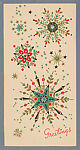Greeting Card with Snowflakes, Anonymous, American, 20th century  American, Screenprint