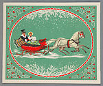 Christmas Card with Sleigh Ride, Anonymous, American, 20th century  American, Color lithograph