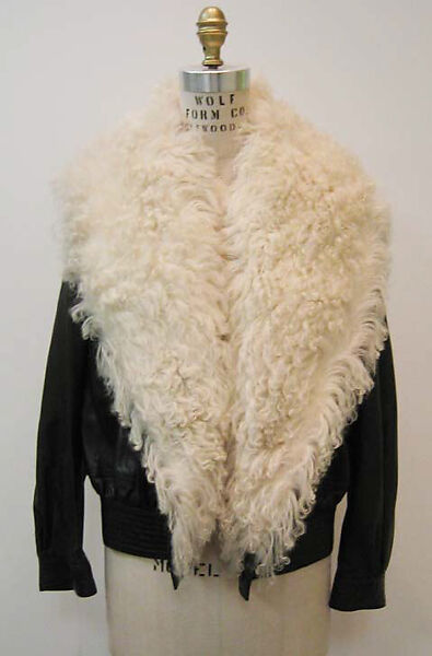 Jacket, Yves Saint Laurent (French, founded 1961), leather, fur, acetate, plastic, French 