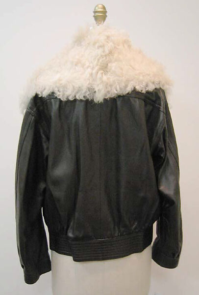 Jacket, Yves Saint Laurent (French, founded 1961), leather, fur, acetate, plastic, French