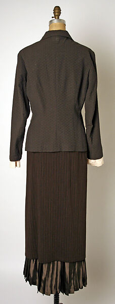 Suit, Dries Van Noten (Belgian, born 1958), (a) wool/cotton/nylon blend, plastic; (b) cotton, rayon, abalone; (c) wool/rayon blend, abalone; (d) rayon, Belgian